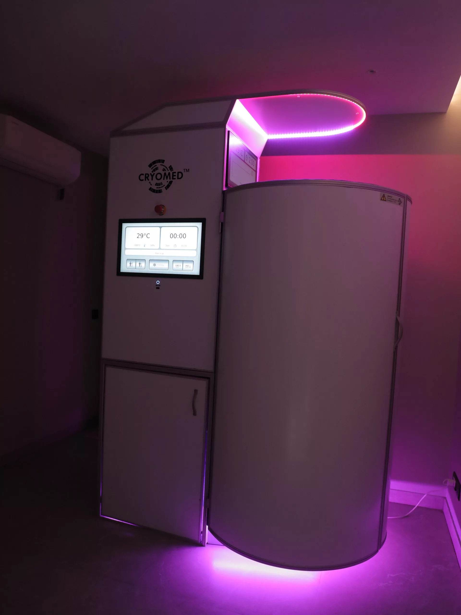 The cryotherapy chamber at Reset Wellness